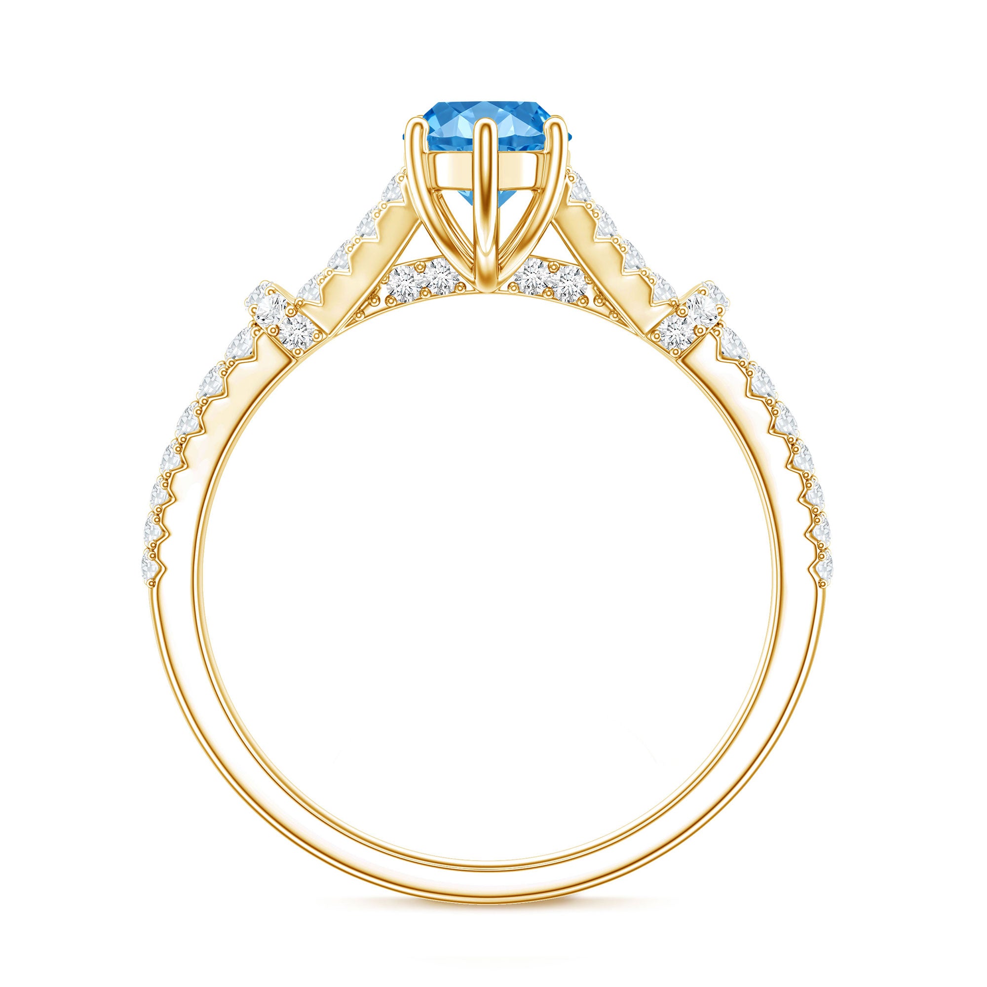 Rosec Jewels-IGI Certified 1 Carat Lab Grown Blue Diamond Engagement Ring with Split Shank