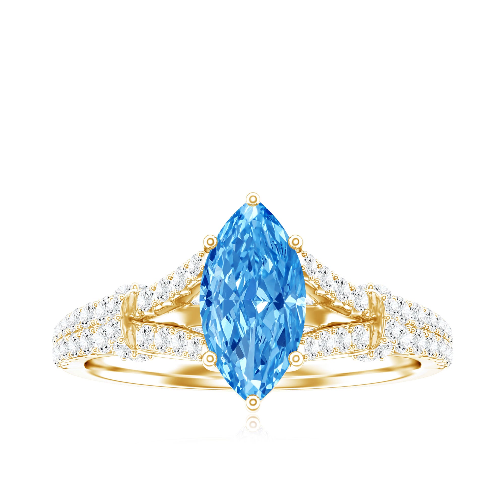 Rosec Jewels-IGI Certified 1 Carat Lab Grown Blue Diamond Engagement Ring with Split Shank