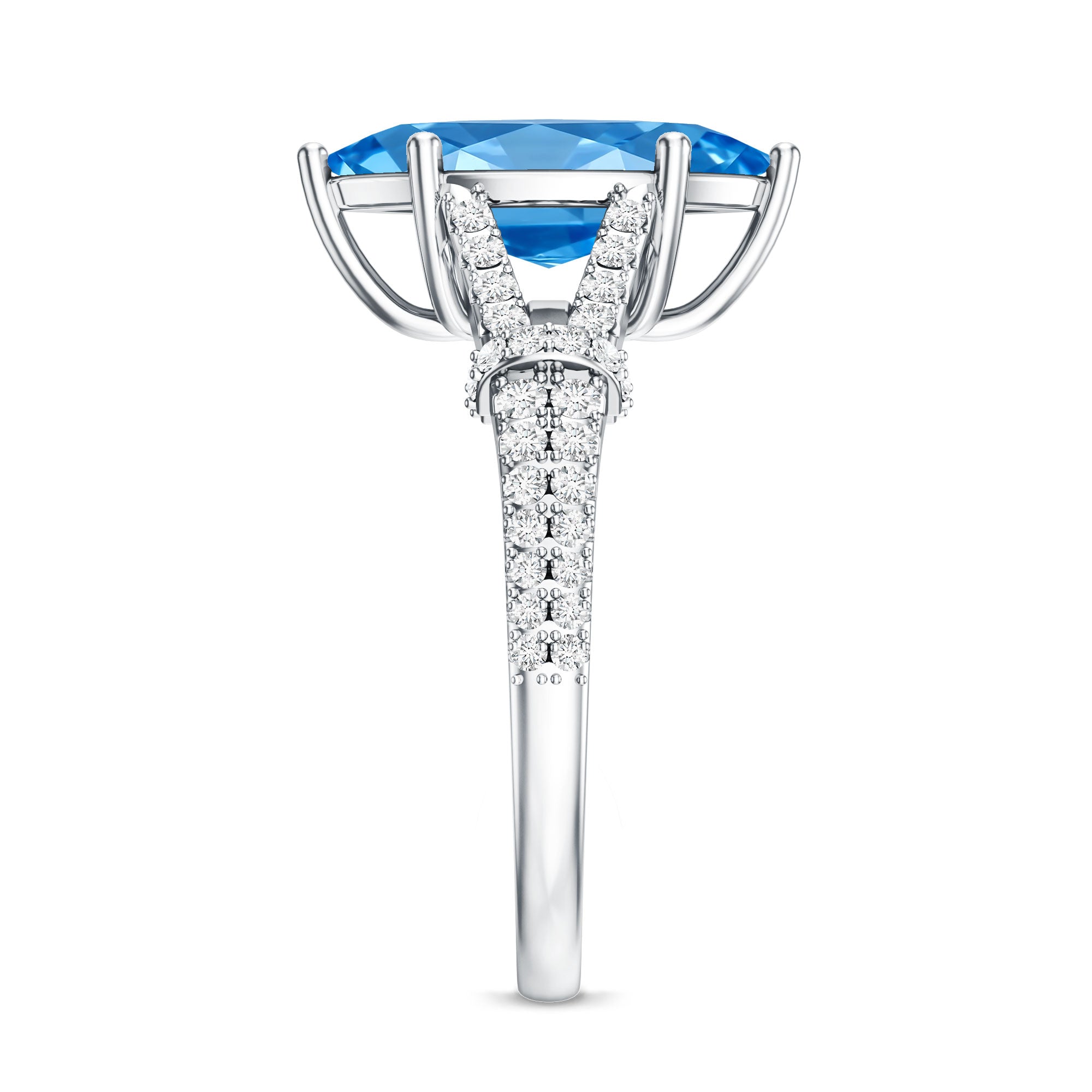 Rosec Jewels-IGI Certified Marquise Cut Lab Grown Blue Diamond 2 Carat Engagement Ring with Split Shank