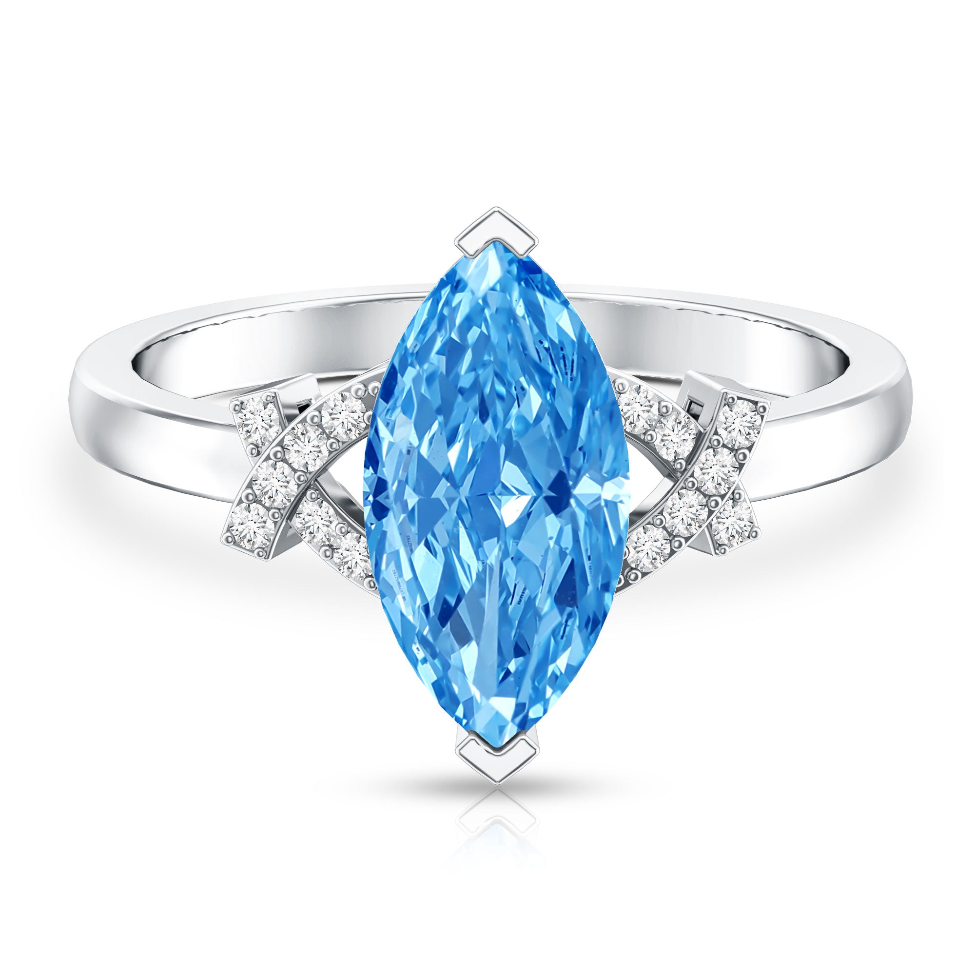 Rosec Jewels-2 Carat Solitaire Lab Grown Blue Diamond Marquise Engagement Ring IGI Certified