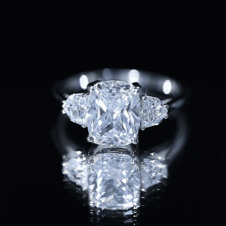 Rosec Jewels-IGI Graded 4 Carat Elongated Cushion Cut Lab Diamond Engagement Ring