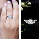 Rosec Jewels-IGI Authenticated 2 Carat Cushion Cut Lab Grown Diamond Three Stone Ring