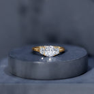 Rosec Jewels-IGI Authenticated 2 Carat Cushion Cut Lab Grown Diamond Three Stone Ring