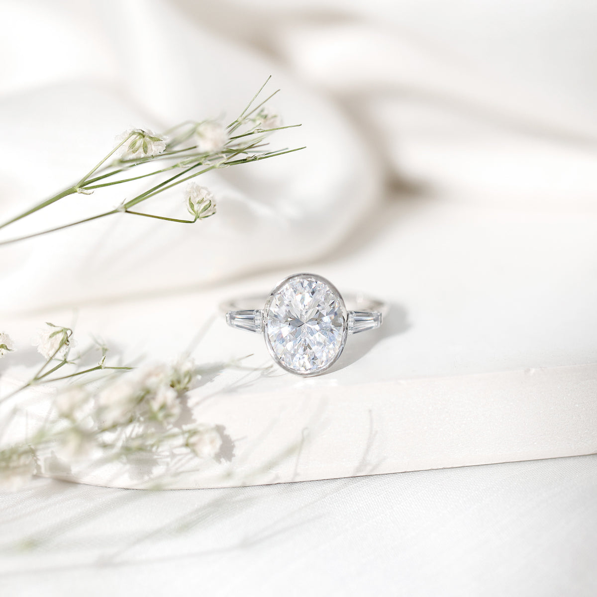 Rosec Jewels-IGI Certified 3 Carat Solitaire Lab Grown Diamond Oblong Engagement Ring