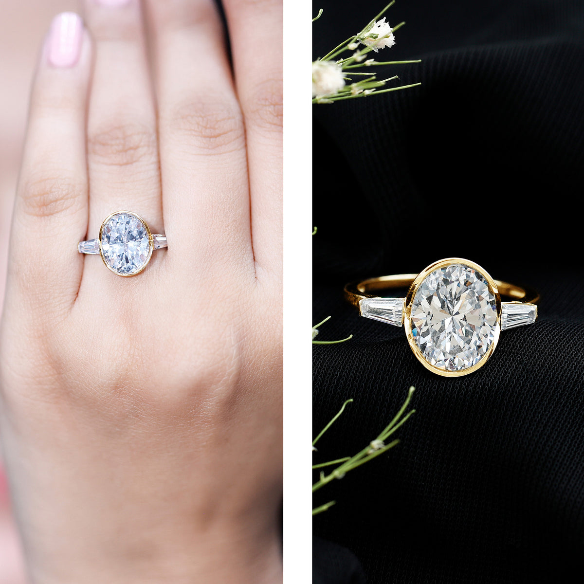 Rosec Jewels-IGI Certified 3 Carat Solitaire Lab Grown Diamond Oblong Engagement Ring