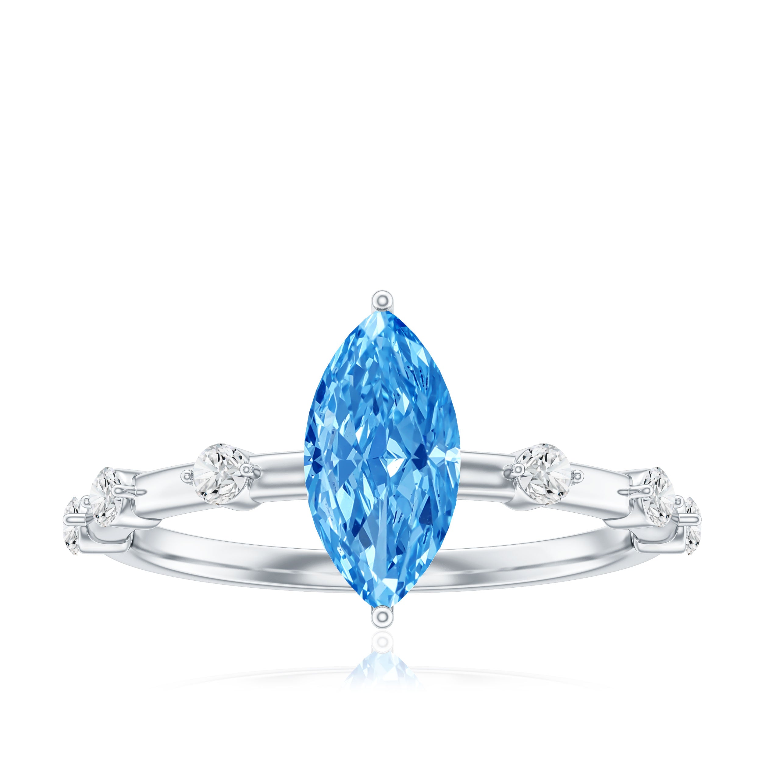 Rosec Jewels-IGI Certified 1 Carat Lab Grown Vivid Blue Diamond Engagement Ring Marquise