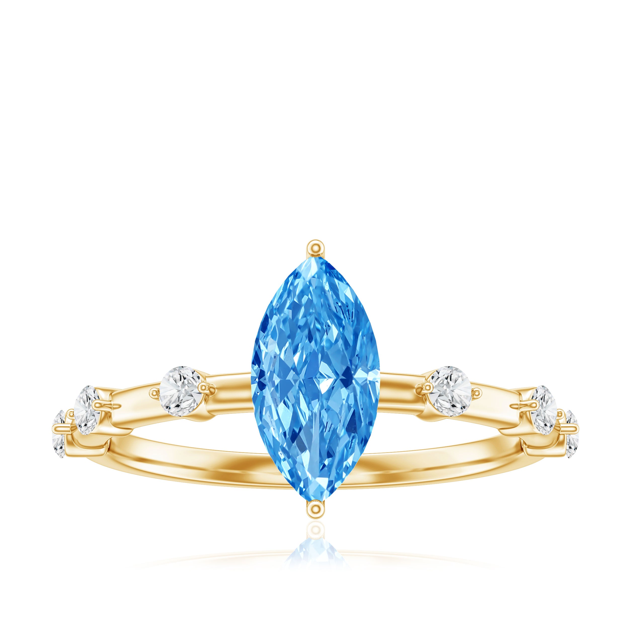 Rosec Jewels-IGI Certified 1 Carat Lab Grown Vivid Blue Diamond Engagement Ring Marquise