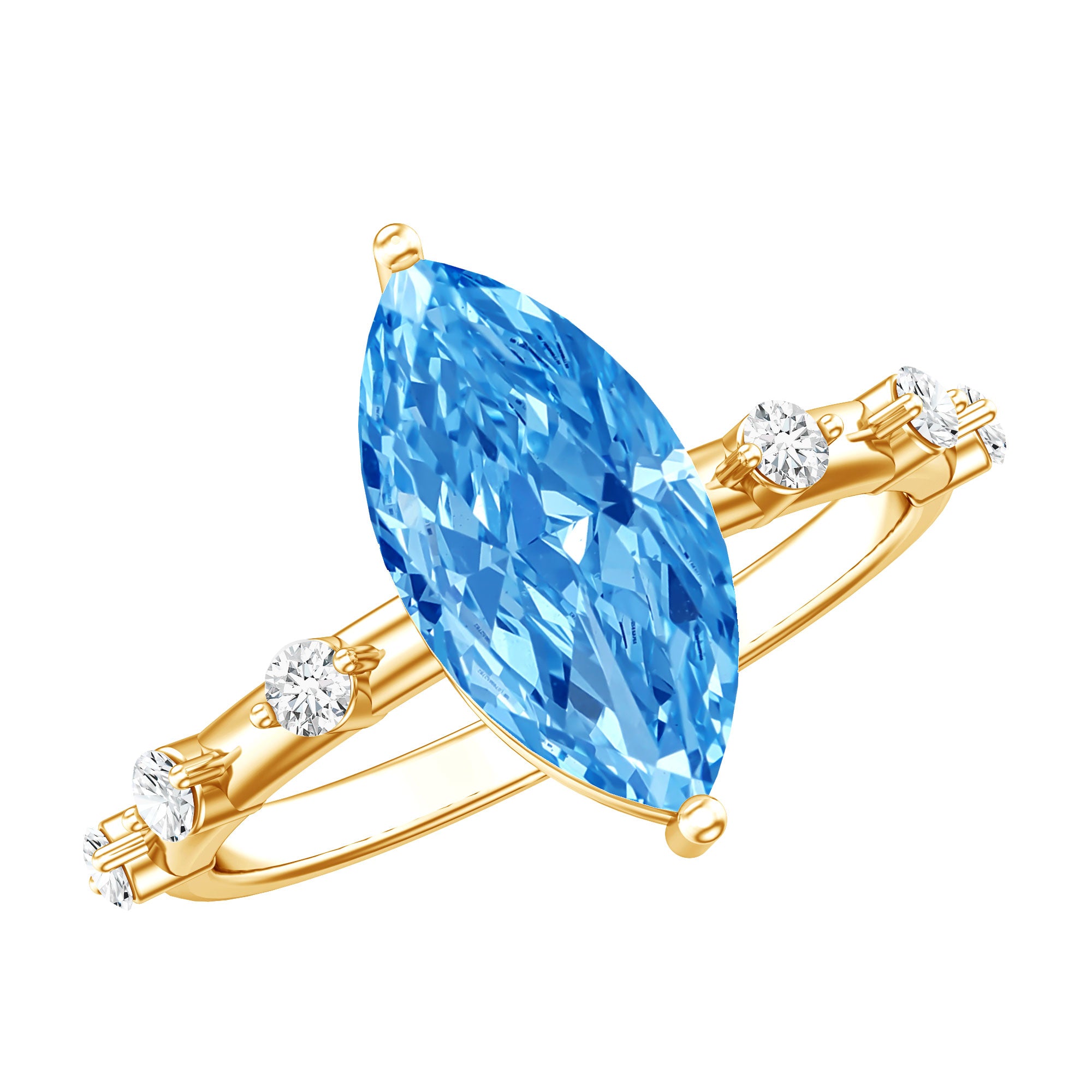 Rosec Jewels-Lab Grown 2 Carat Blue Diamond Marquise Cut Engagement Ring with IGI Certificate