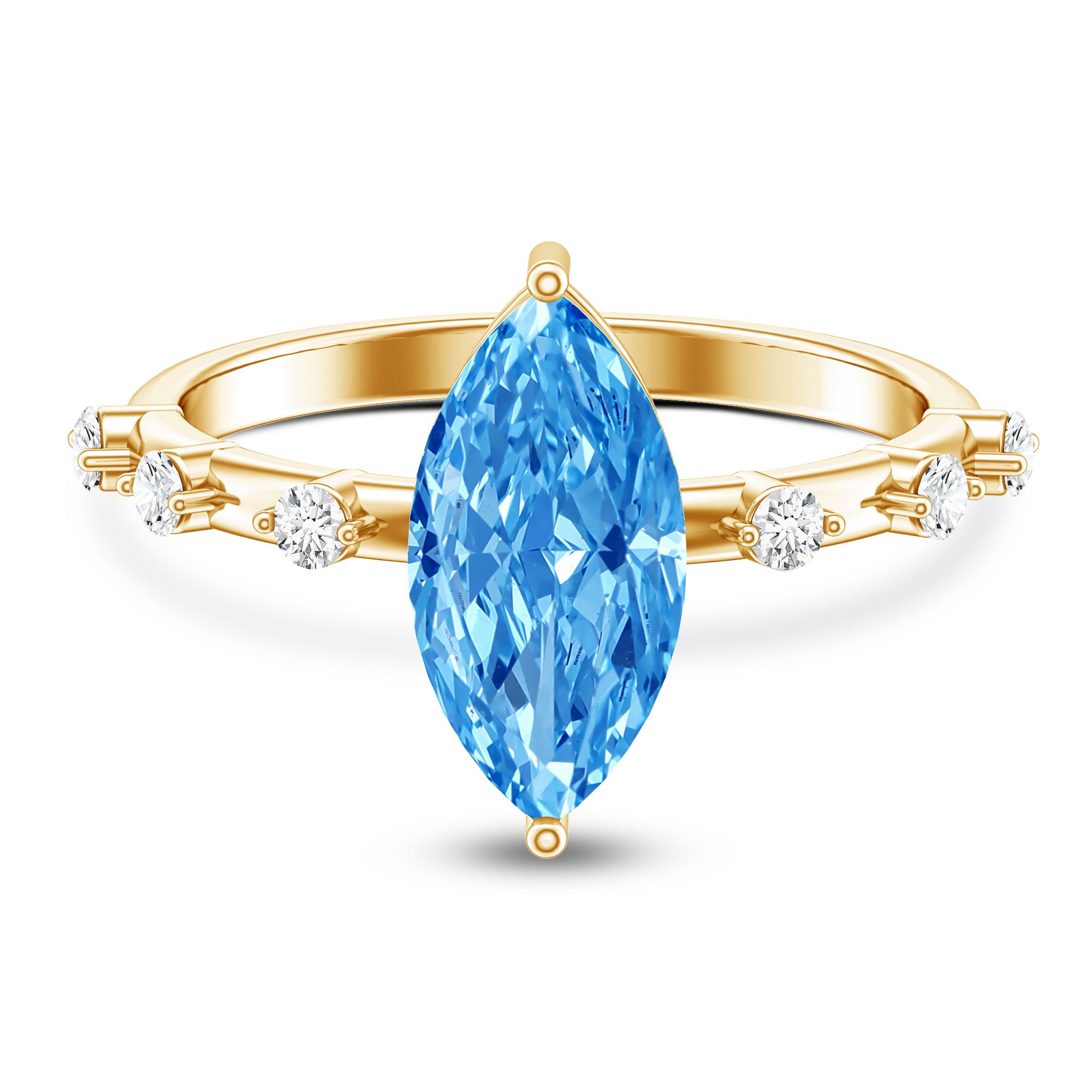 Rosec Jewels-Lab Grown 2 Carat Blue Diamond Marquise Cut Engagement Ring with IGI Certificate