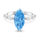 Rosec Jewels-IGI Certified 3 Carat Lab Grown Blue Diamond Marquise Engagement Ring with Spaced Accent