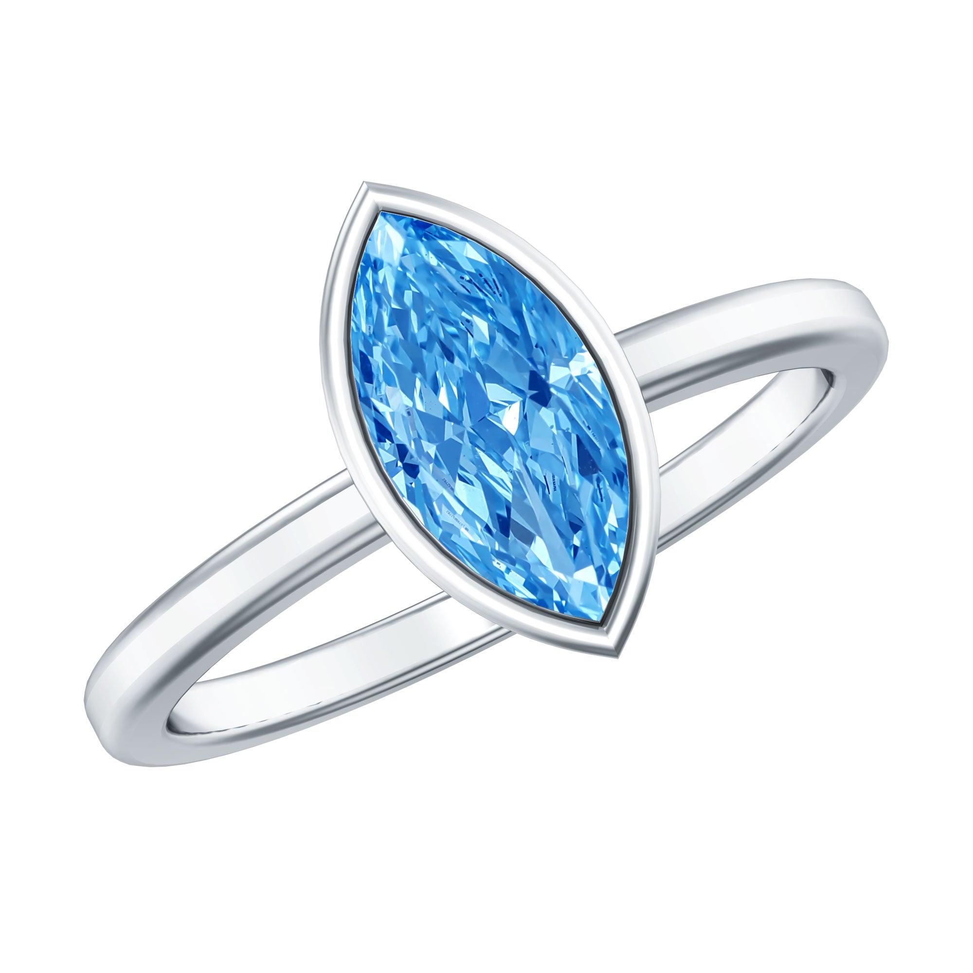 Rosec Jewels-IGI Certified Marquise Cut Lab Grown Blue Diamond 1 Carat Engagement Ring in Bezel Setting