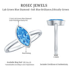 Rosec Jewels-IGI Certified Marquise Cut Lab Grown Blue Diamond 1 Carat Engagement Ring in Bezel Setting