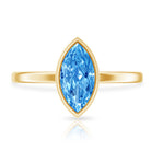 Rosec Jewels-IGI Certified Marquise Cut Lab Grown Blue Diamond 1 Carat Engagement Ring in Bezel Setting
