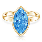 Rosec Jewels-Big 4 Carat Lab Grown Blue Diamond Marquise Cut Engagement Ring IGI Certified