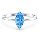 Rosec Jewels-Solitaire 1 Carat Marquise Cut Lab Grown Blue Diamond Engagement Ring with IGI Certificate