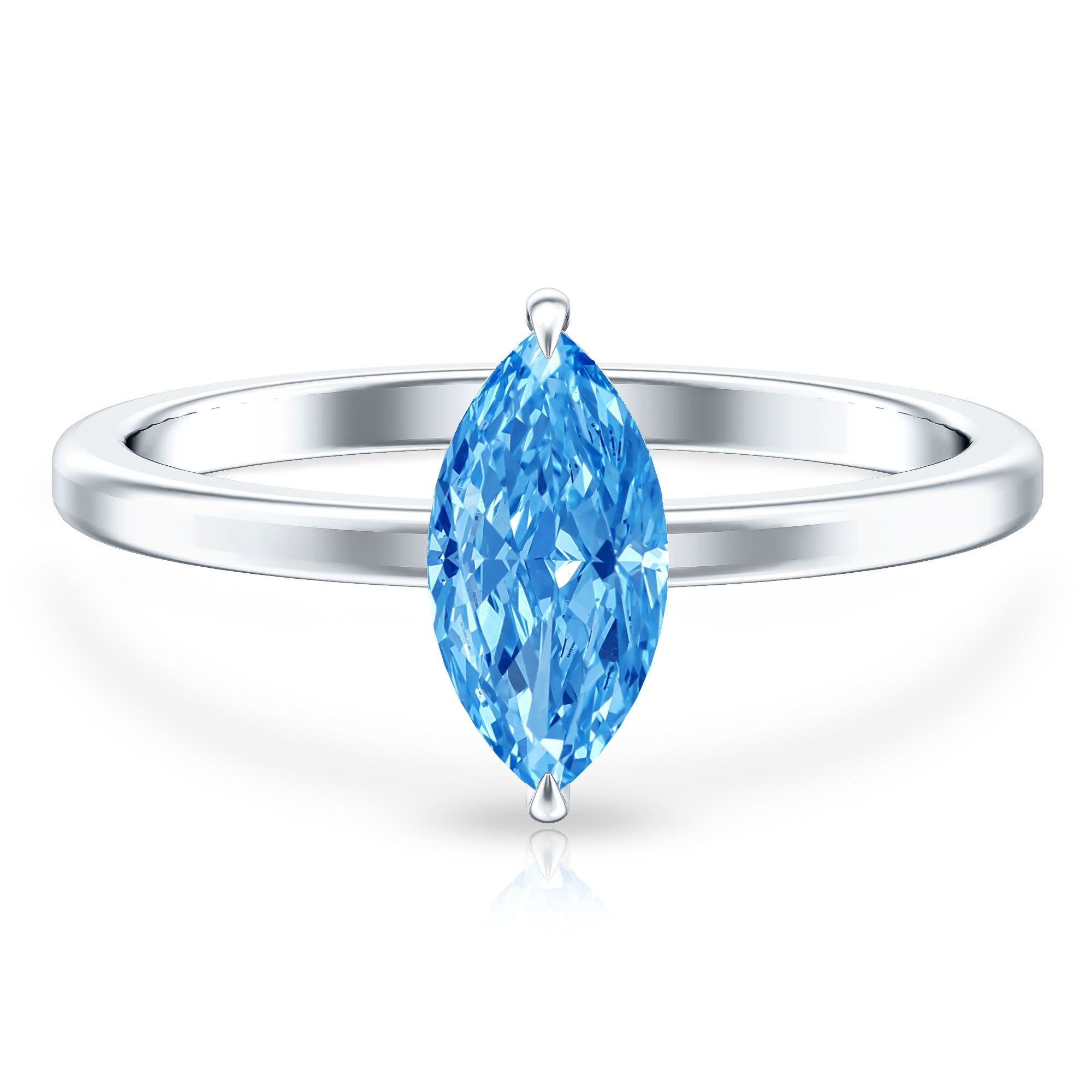 Rosec Jewels-Solitaire 1 Carat Marquise Cut Lab Grown Blue Diamond Engagement Ring with IGI Certificate
