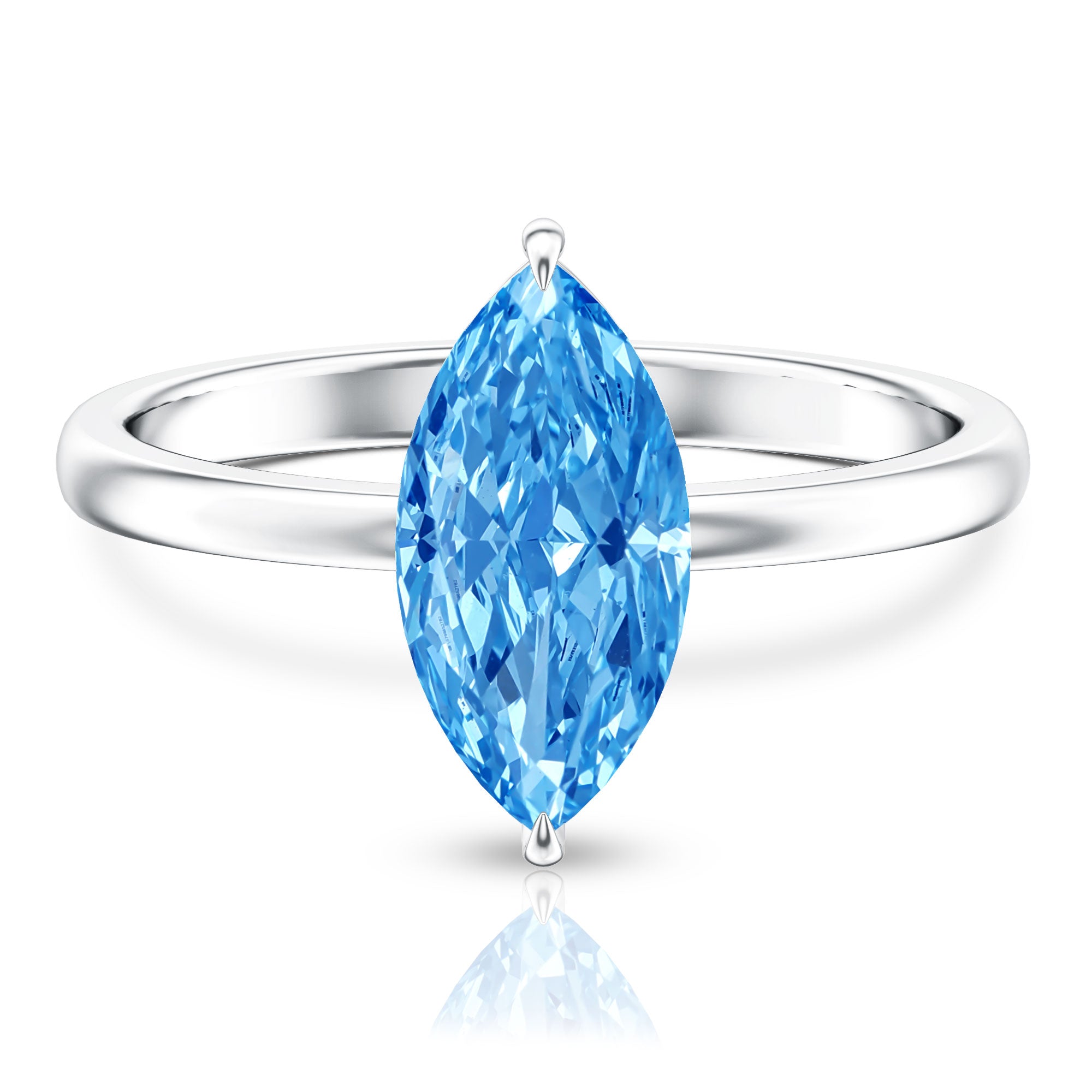 Rosec Jewels-2 Carat Marquise Cut Engagement Ring with IGI Certified Lab Grown Blue Diamond