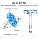 Rosec Jewels-Solitaire 3 Carat Marquise Cut Lab Grown Blue Diamond Engagement Ring IGI Certified