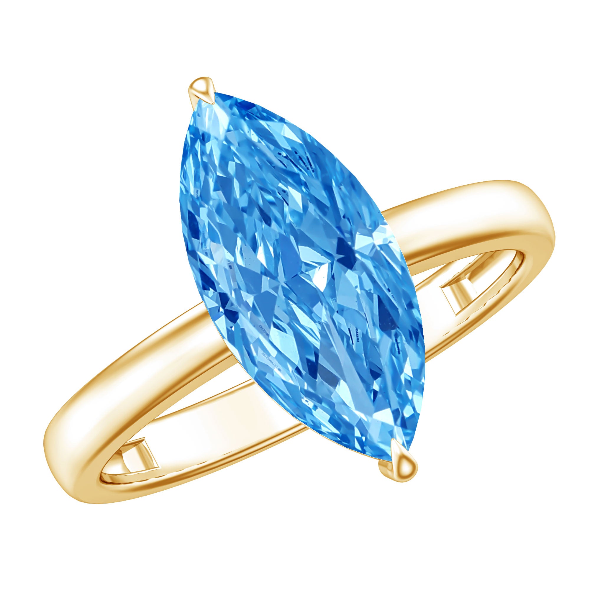 Rosec Jewels-Solitaire 3 Carat Marquise Cut Lab Grown Blue Diamond Engagement Ring IGI Certified