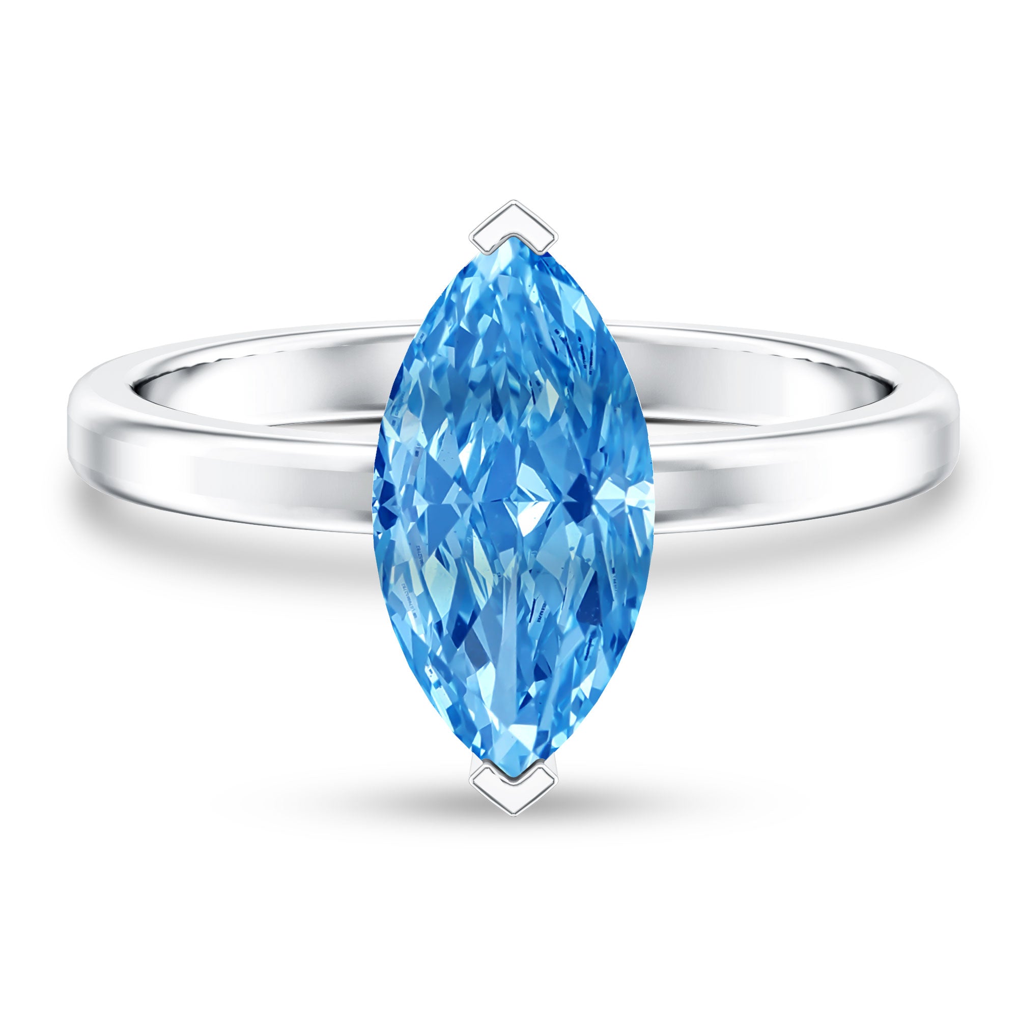 Rosec Jewels-IGI Certified 4 Carat Engagement Ring with Solitaire Marquise Cut Lab Grown Blue Diamond