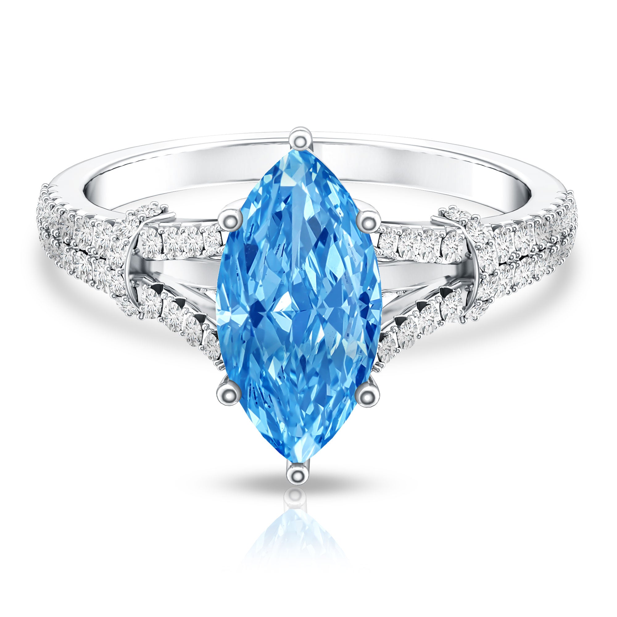Antique Looking 1 Carat Lab Grown Blue Diamond Engagement Ring IGI Certified Vivid Blue - VS1 - Rosec Jewels