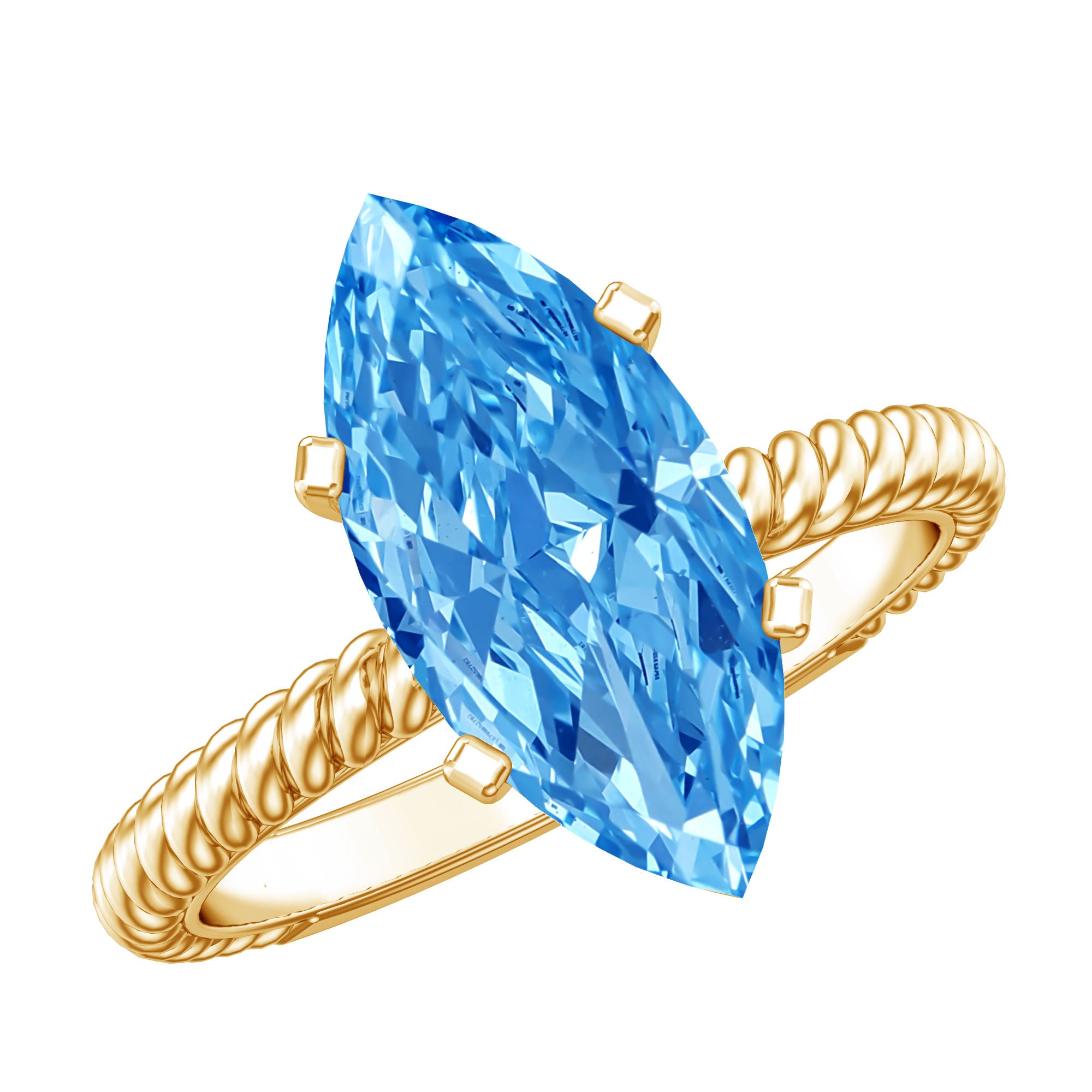 Rosec Jewels-IGI Certified 3 Carat Lab Grown Blue Diamond Solitaire Engagement Ring Marquise