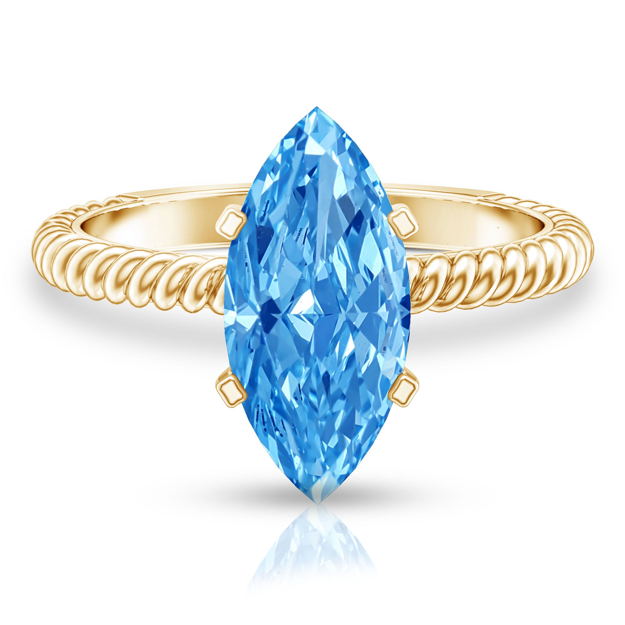 Rosec Jewels-IGI Certified 3 Carat Lab Grown Blue Diamond Solitaire Engagement Ring Marquise