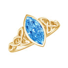 Rosec Jewels-1 Carat Marquise Cut Lab Blue Diamond Celtic Engagement Ring IGI Certified