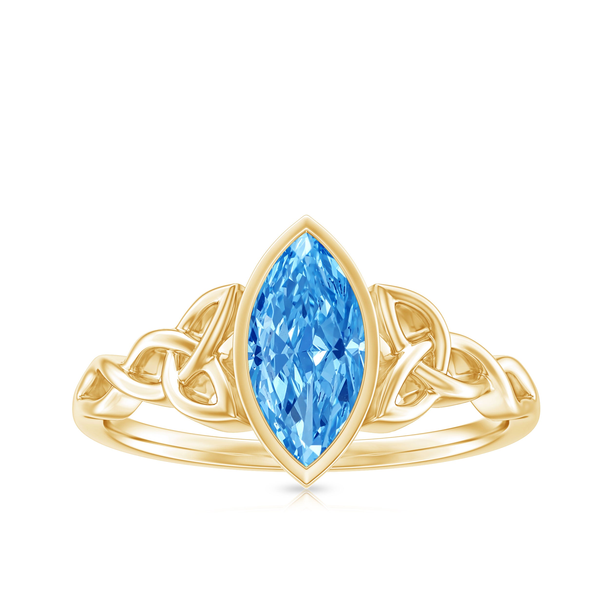 Rosec Jewels-1 Carat Marquise Cut Lab Blue Diamond Celtic Engagement Ring IGI Certified