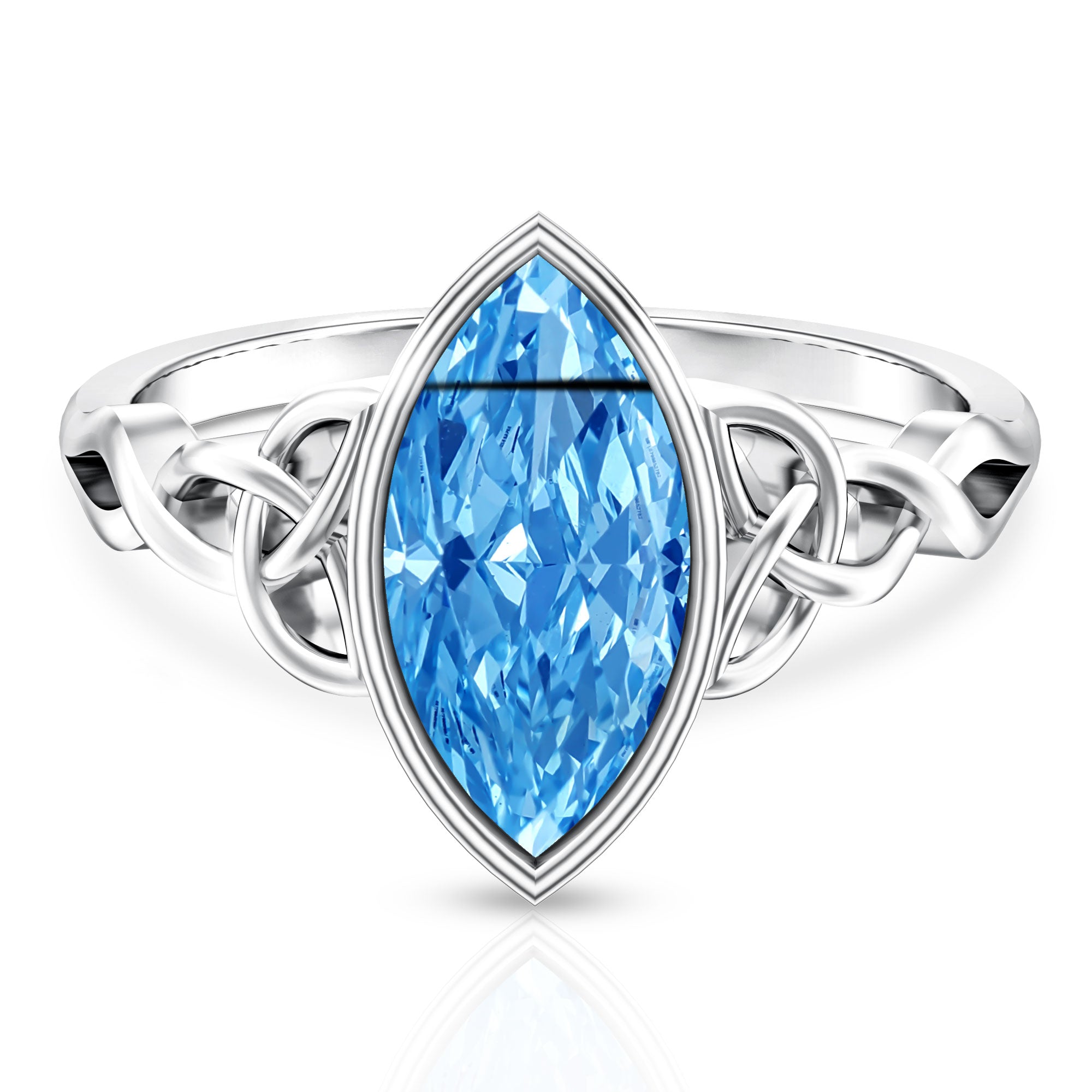 Rosec Jewels-2 Carat Marquise Cut Lab Grown Blue Diamond Celtic Engagement Ring IGI Certified