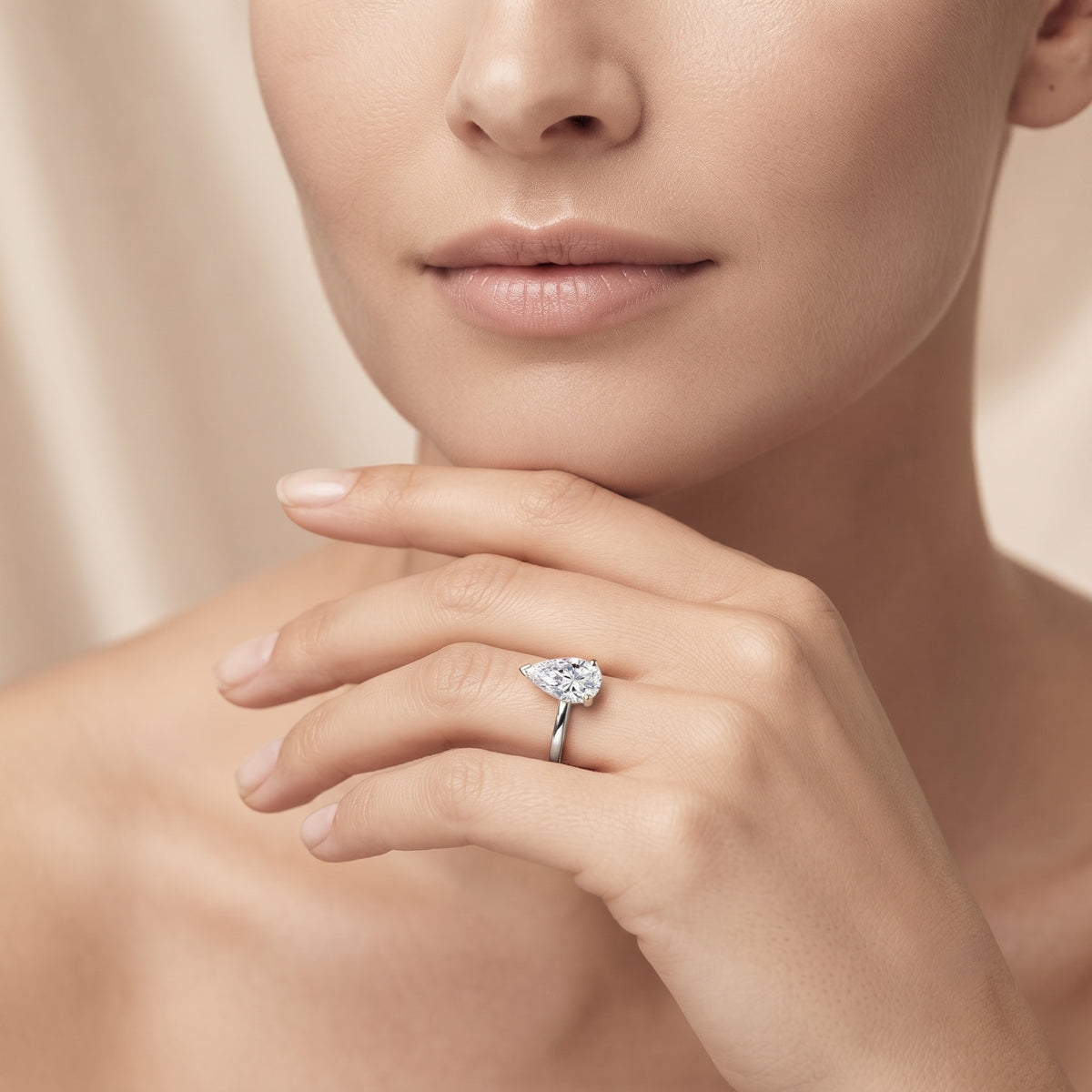 4 Carat IGI Certified Lab Grown Diamond Pear Engagement Ring Lab - ( E-VS1 ) - Rosec Jewels