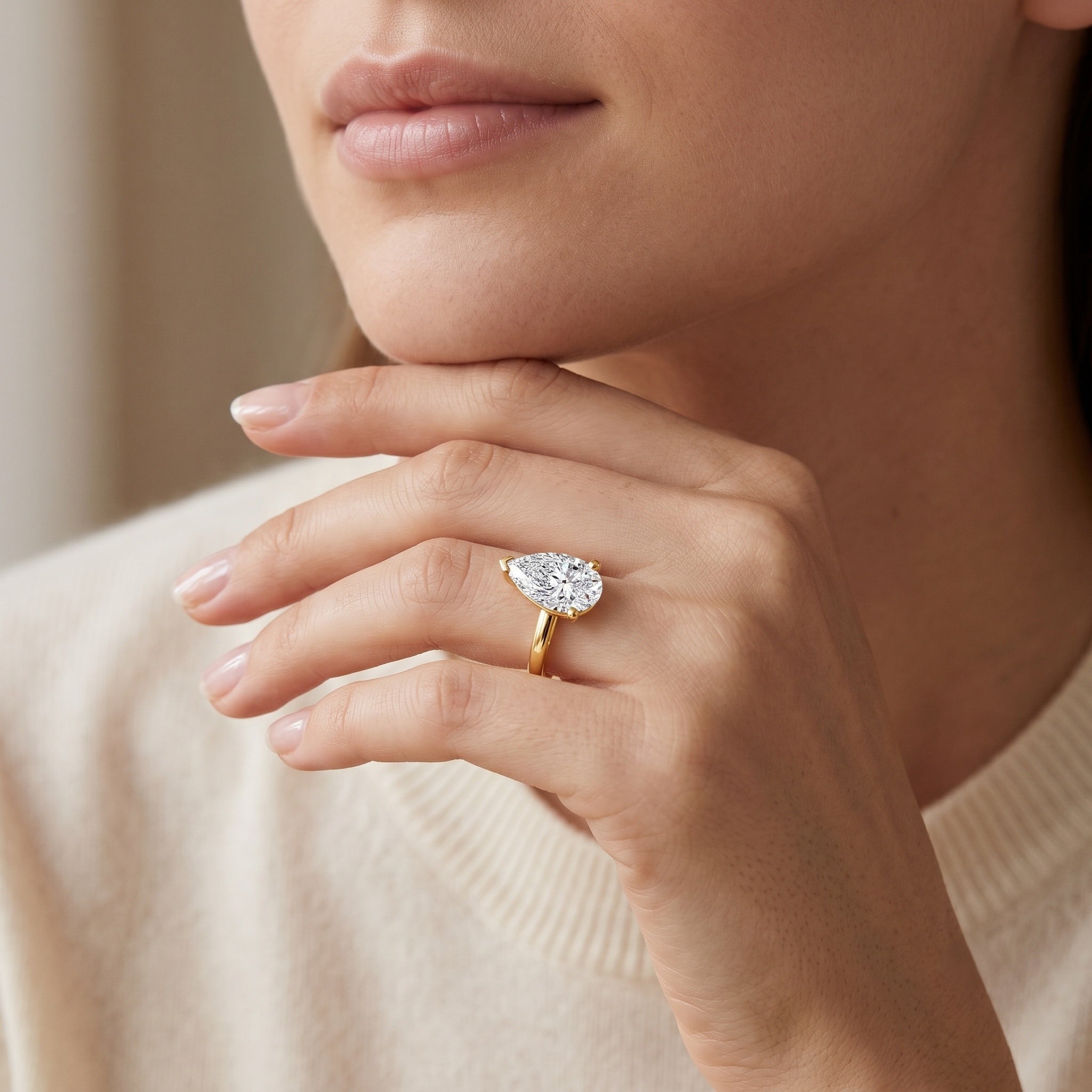 4 Carat IGI Certified Lab Grown Diamond Pear Engagement Ring Lab - ( E-VS1 ) - Rosec Jewels