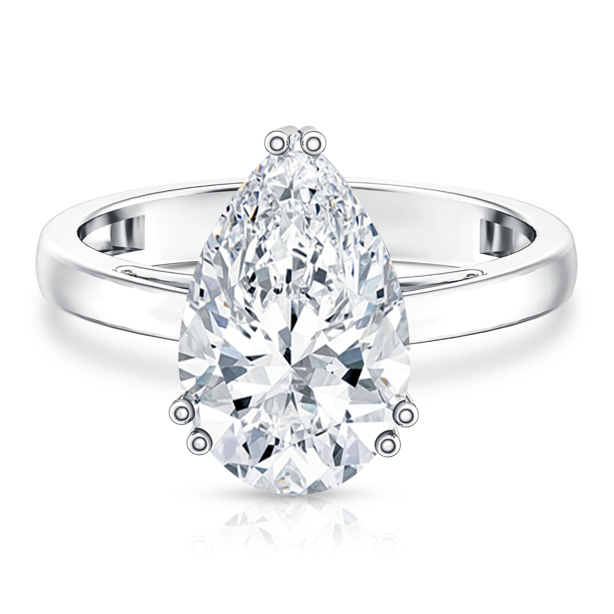 Rosec Jewels-Double Prong Set Lab Grown Pear Diamond 4 Carat Engagement Ring with IGI Certificate