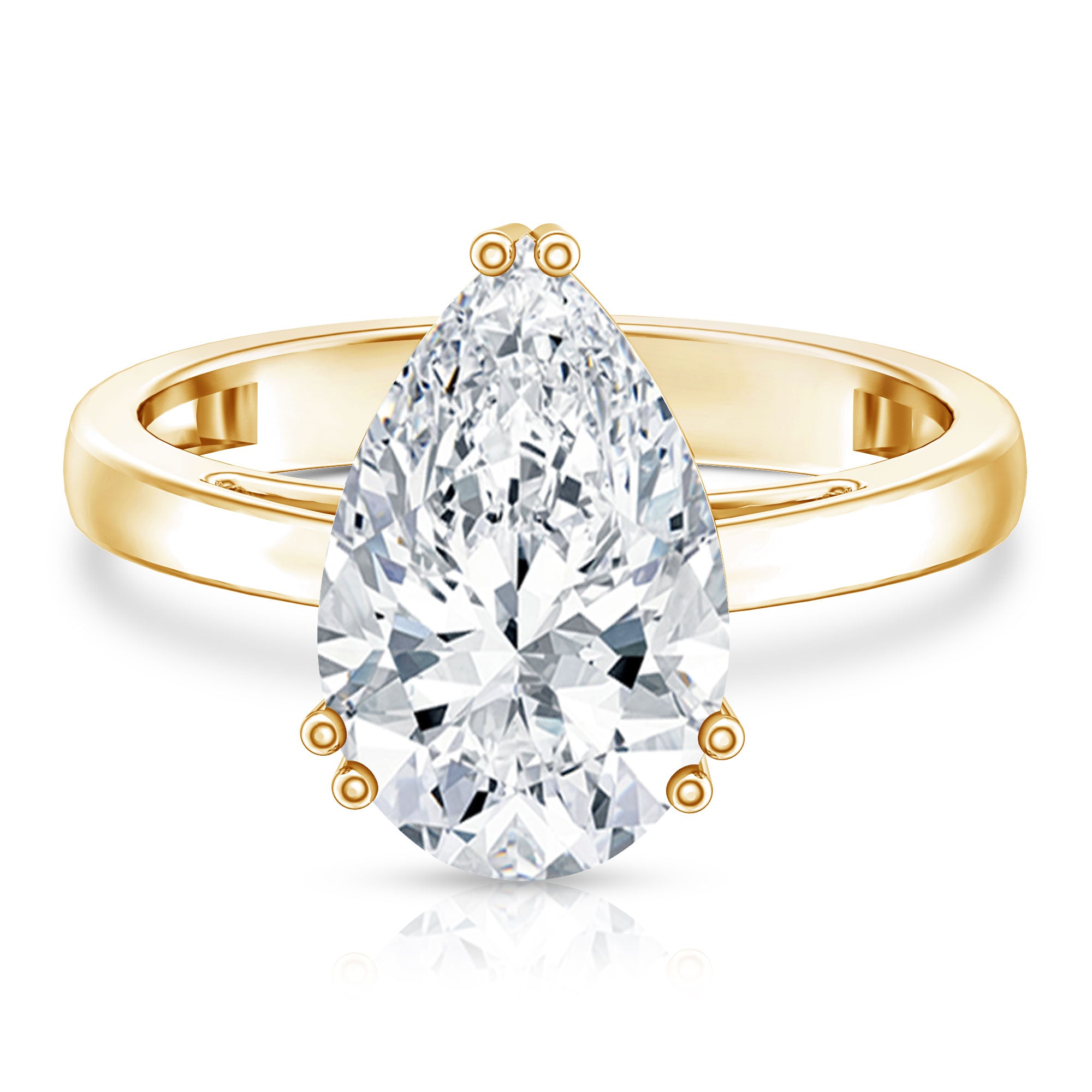Rosec Jewels-Double Prong Set Lab Grown Pear Diamond 4 Carat Engagement Ring with IGI Certificate