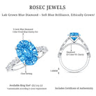 Rosec Jewels-IGI Certified 3 Carat Lab Grown Oval Blue Diamond Big Engagement Ring with Side Stones