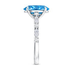 Rosec Jewels-IGI Certified 3 Carat Lab Grown Oval Blue Diamond Big Engagement Ring with Side Stones