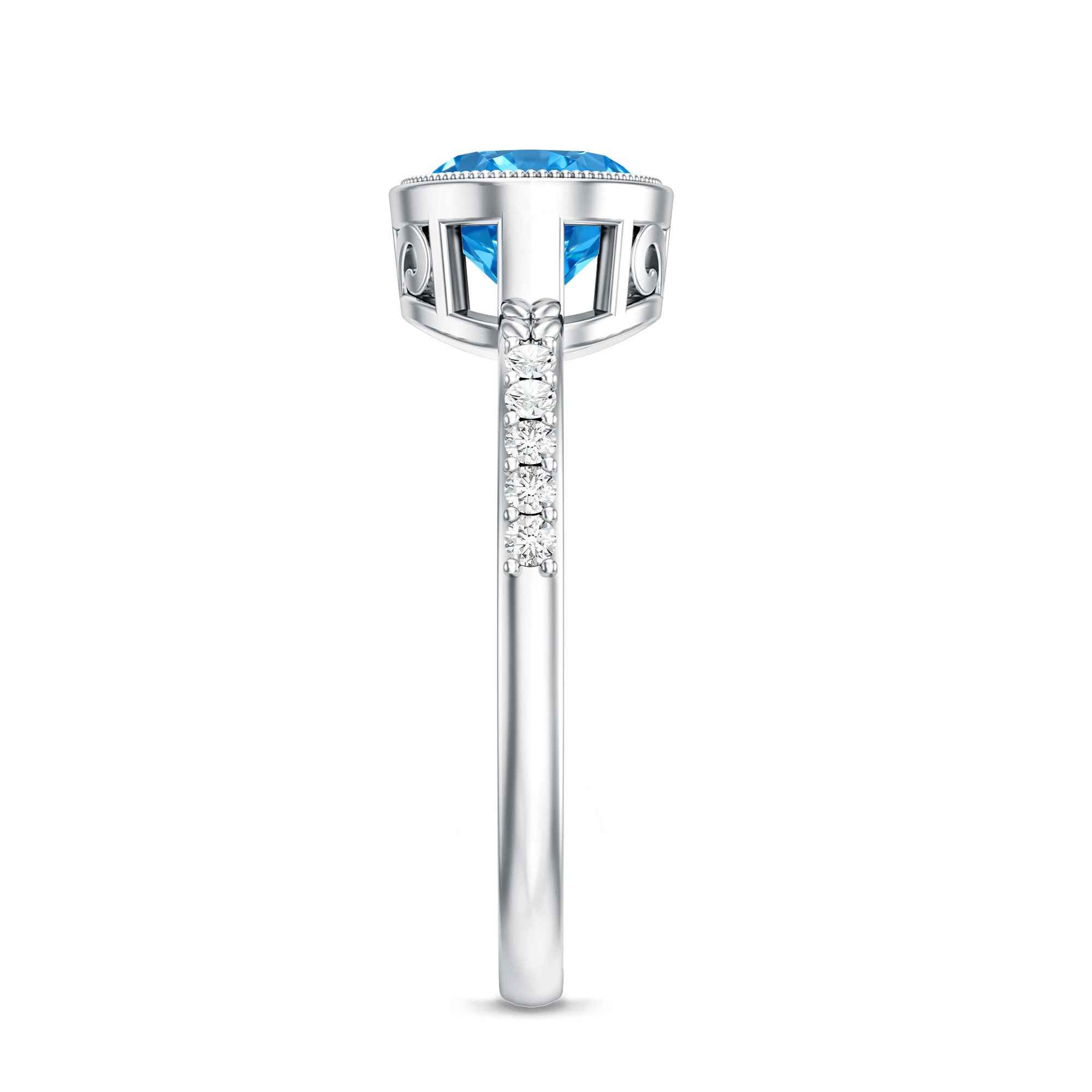 Rosec Jewels-2 Carat Lab Created Blue Diamond East West Oval Engagement Ring with IGI Certificate