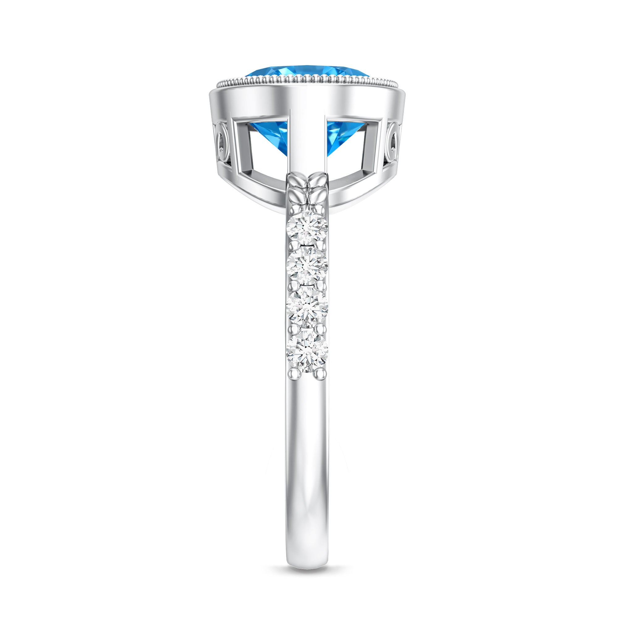Rosec Jewels-IGI Certified 3 Carat Oval Lab Grown Blue Diamond East West Engagement Ring