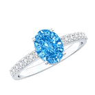 Rosec Jewels-IGI Certified 1 Carat Lab Blue Diamond Oval Engagement Ring with Side Stones