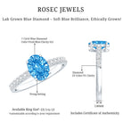 Rosec Jewels-IGI Certified 1 Carat Lab Blue Diamond Oval Engagement Ring with Side Stones