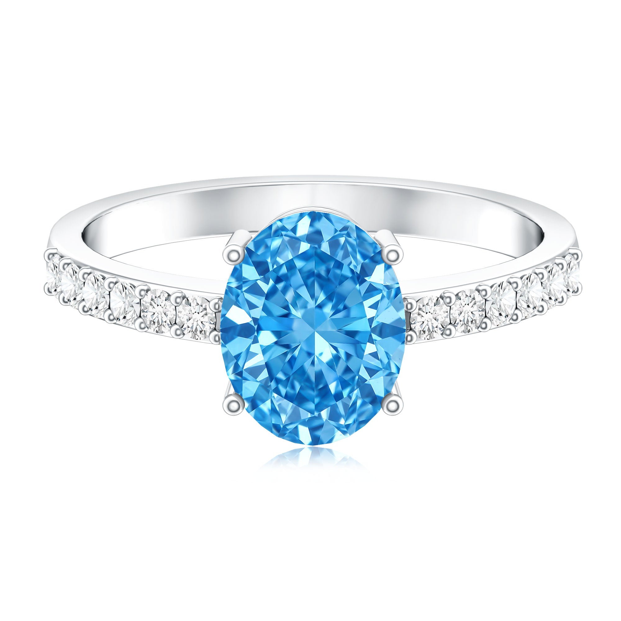 Rosec Jewels-2 Carat IGI Certified Lab Blue Diamond Solitaire Oval Engagement Ring for Women