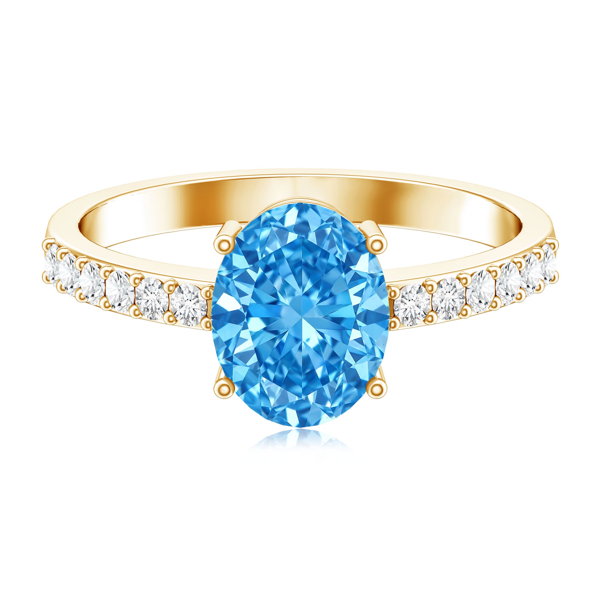 Rosec Jewels-2 Carat IGI Certified Lab Blue Diamond Solitaire Oval Engagement Ring for Women