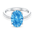 Rosec Jewels-IGI Certified Solitaire 4 Carat Lab Grown Blue Diamond Huge Engagement Ring with Side Stones