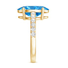 Rosec Jewels-IGI Certified Solitaire 4 Carat Lab Grown Blue Diamond Huge Engagement Ring with Side Stones