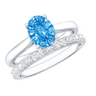 Rosec Jewels-IGI Certified Oval 1 Carat Lab Grown Blue Diamond Wedding Ring Set