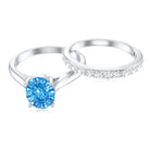 Rosec Jewels-IGI Certified Oval 1 Carat Lab Grown Blue Diamond Wedding Ring Set