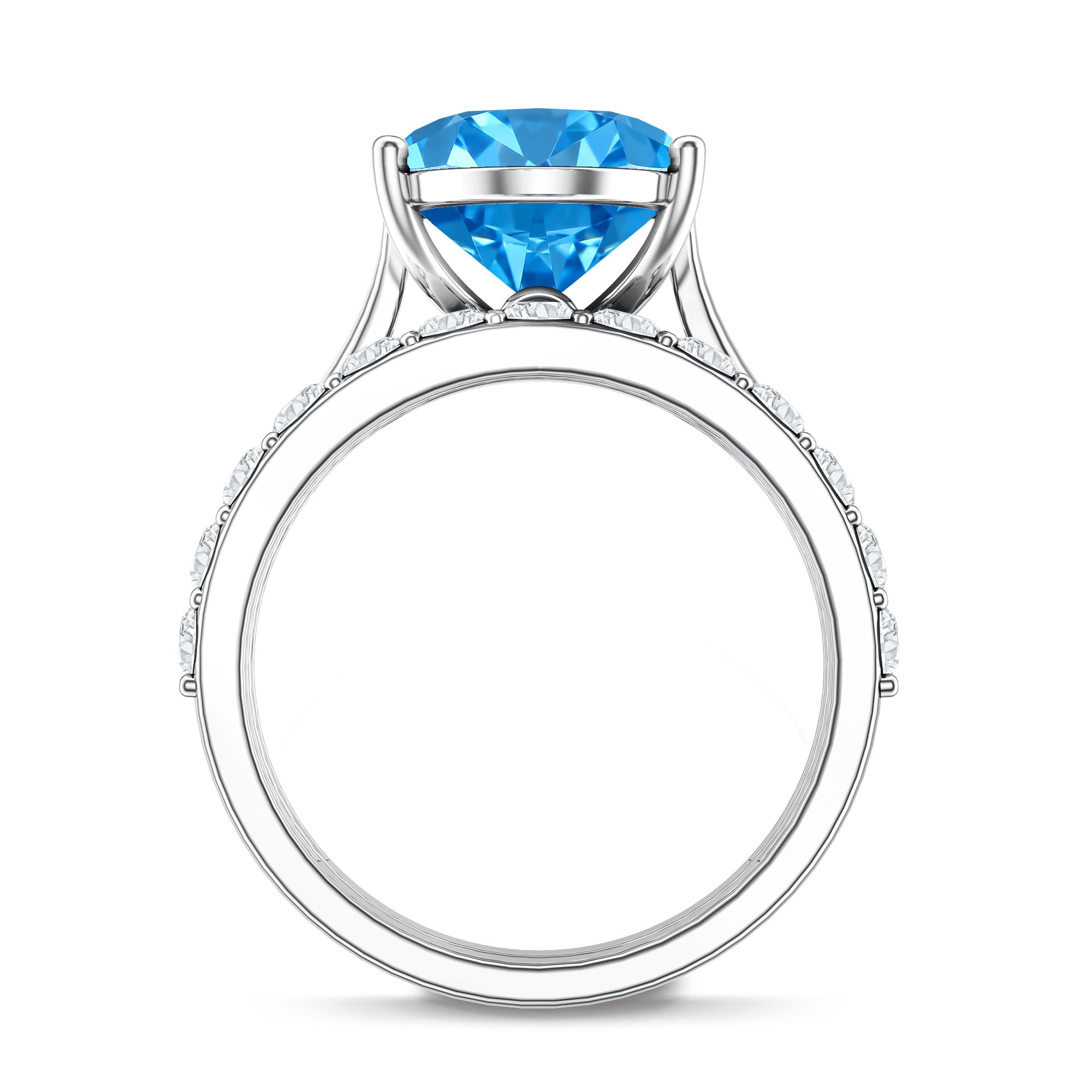 Rosec Jewels-IGI Certified 4 Carat Oval Lab Grown Blue Diamond Engagement Ring with Enhancer