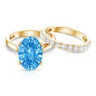 Rosec Jewels-IGI Certified 4 Carat Oval Lab Grown Blue Diamond Engagement Ring with Enhancer