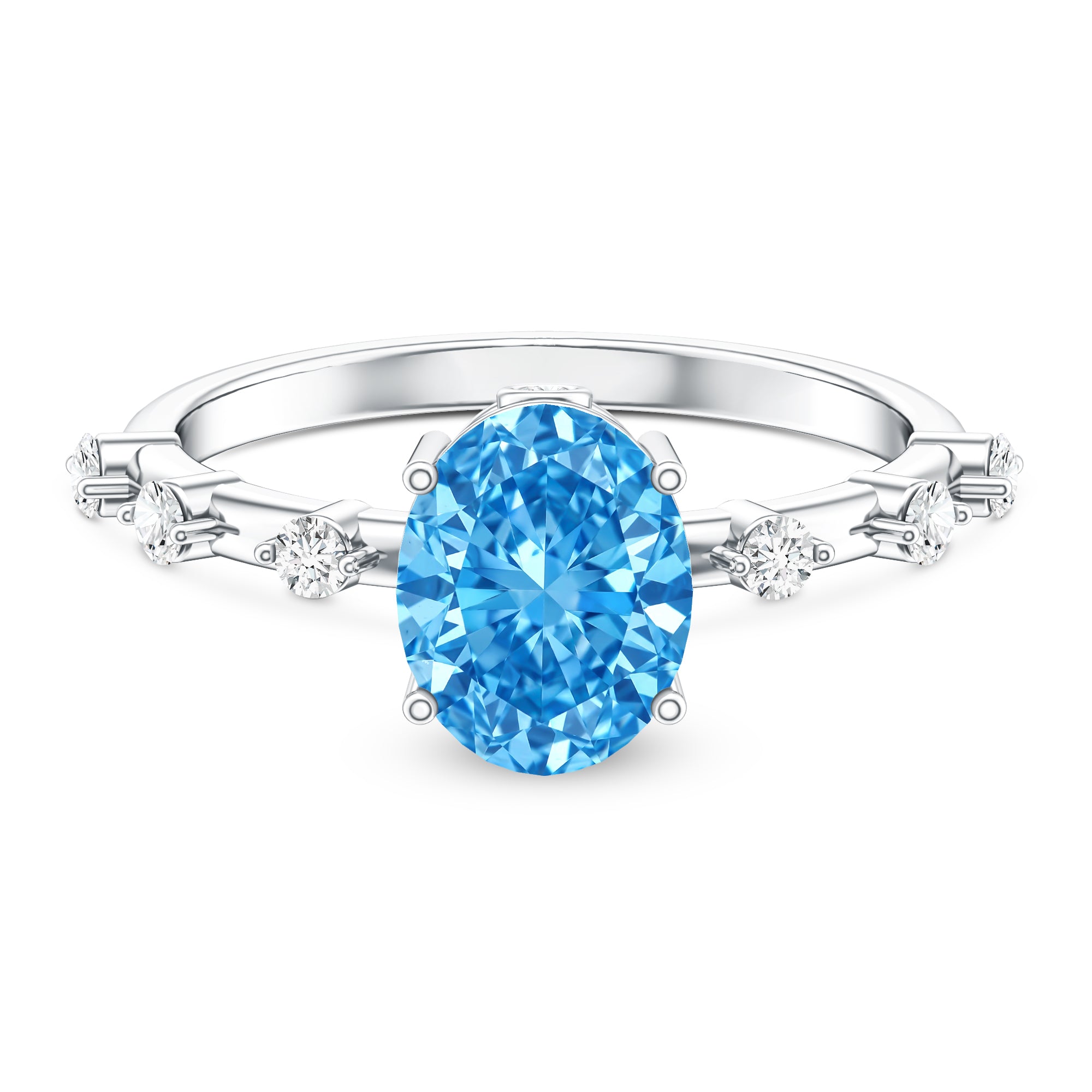 Rosec Jewels-IGI Certified Lab Grown Blue Diamond Oval Engagement Ring 2 Carat