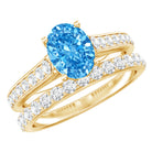 Rosec Jewels-Oval Shaped 1 Carat Lab Grown Blue Diamond Bridal Ring Set IGI Certified